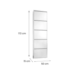 Scarpiera minimal 5 ante bianca 50x172h cm in metallo - Afrend