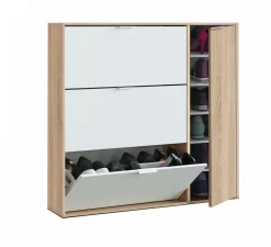 Scarpiera moderna 4 ante rovere e bianca 106x115h cm - Ammour