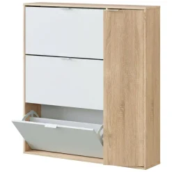 Scarpiera moderna 4 ante rovere e bianca 106x115h cm - Ammour