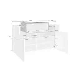 Bagno|Scarpiere > Dmora Scarpiera moderna bianca lucida e acero 120x86h cm - Aristotle Marrone Acero, Bianco Lucido
