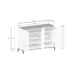 Scarpiera Modesta, cm 120x40h80, Bianco lucido e Ardesia