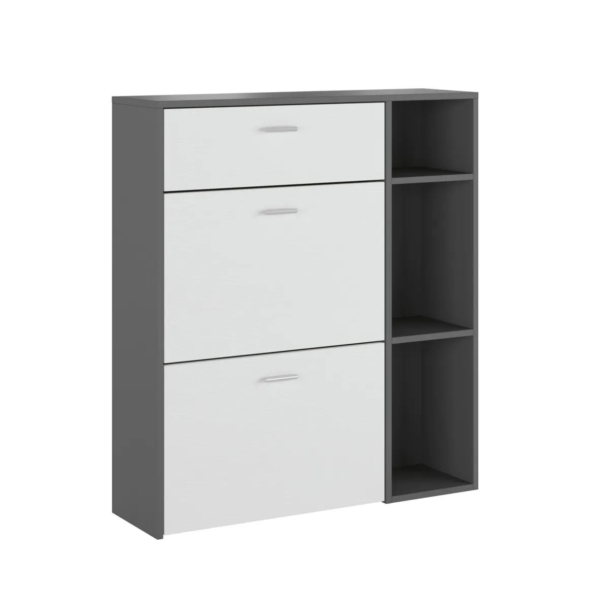 Scarpiera Nero Antracite Bianco 90x26x102h cm, un Cassetto - Samassi