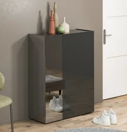 Scarpiera Nero Lucido Trasparente 5 Ripiani 20 Paia 60x40x190h cm, 6 Vani - Zumaglia