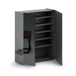Scarpiera Nero Lucido Trasparente 5 Ripiani 20 Paia 60x40x190h cm, 6 Vani - Zumaglia