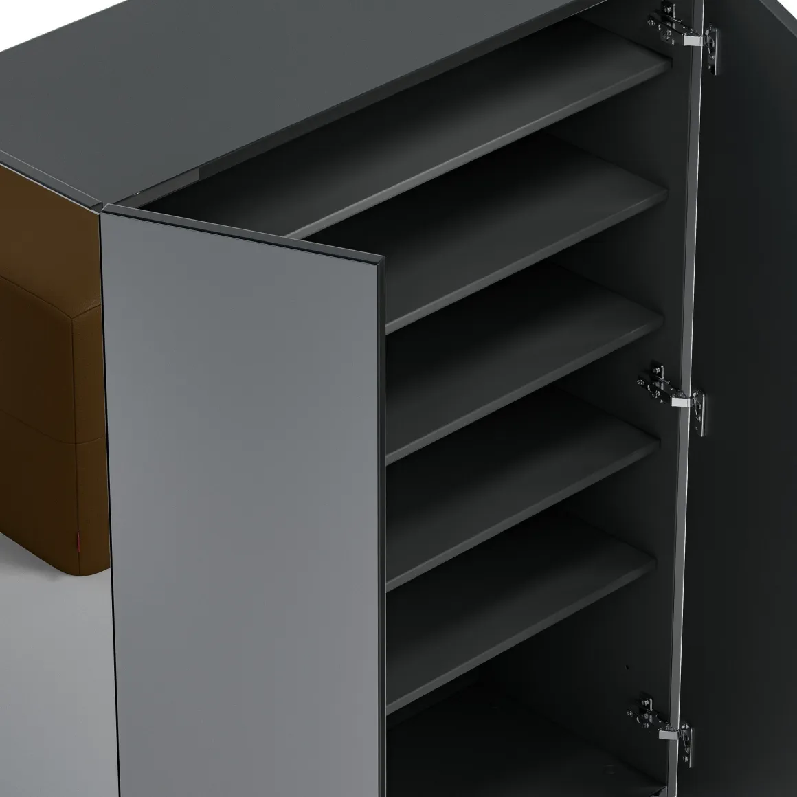 Scarpiera Nero Lucido Trasparente 5 Ripiani 20 Paia 60x40x190h cm, 6 Vani - Zumaglia