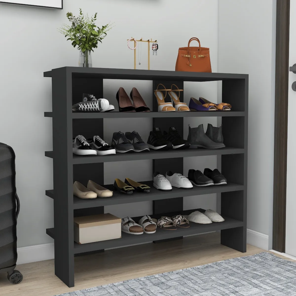Scarpiere > Dmora Scarpiera 16 Paia 5 Ripiani 76x31x72h cm, 4 Vani - Offida Nero
