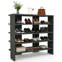 Scarpiere > Dmora Scarpiera 16 Paia 5 Ripiani 76x31x72h cm, 4 Vani - Offida Nero