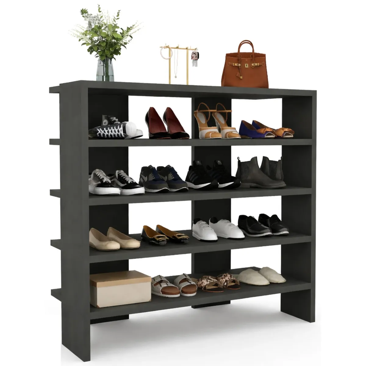 Scarpiere > Dmora Scarpiera 16 Paia 5 Ripiani 76x31x72h cm, 4 Vani - Offida Nero