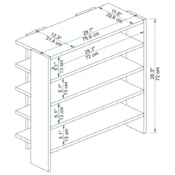 Scarpiere > Dmora Scarpiera 16 Paia 5 Ripiani 76x31x72h cm, 4 Vani - Offida Nero