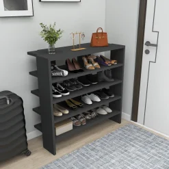 Scarpiere > Dmora Scarpiera 16 Paia 5 Ripiani 76x31x72h cm, 4 Vani - Offida Nero
