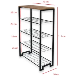 Scarpiere > Dmora Scarpiera 5 Ripiani 4 Vani 30x109x72h cm, Installazione a Terra - Enomondo Nero Rovere