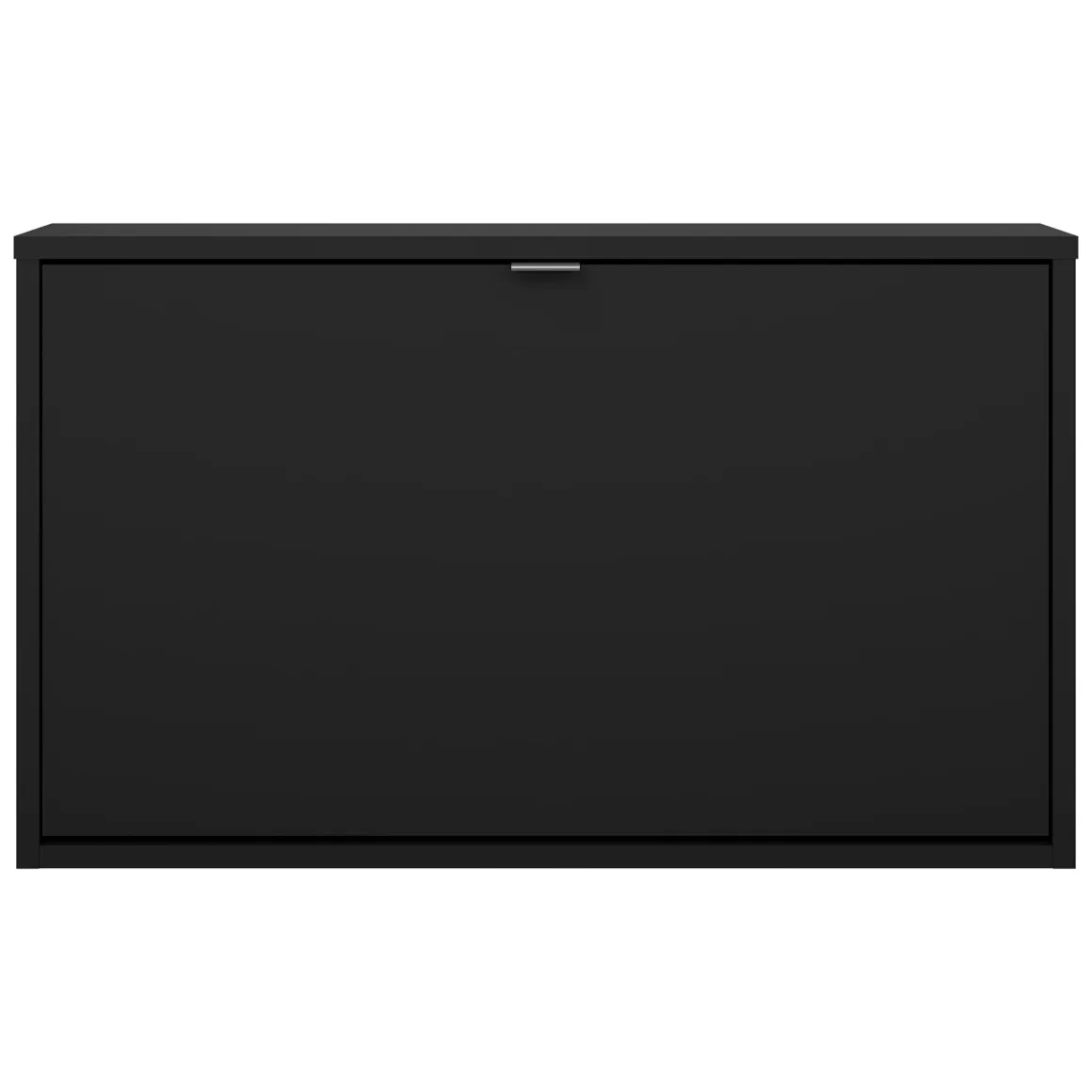 Scarpiera Nero un Ripiano Un'anta 70.3x16.55x41.8h cm, 2 Vani - Loveno