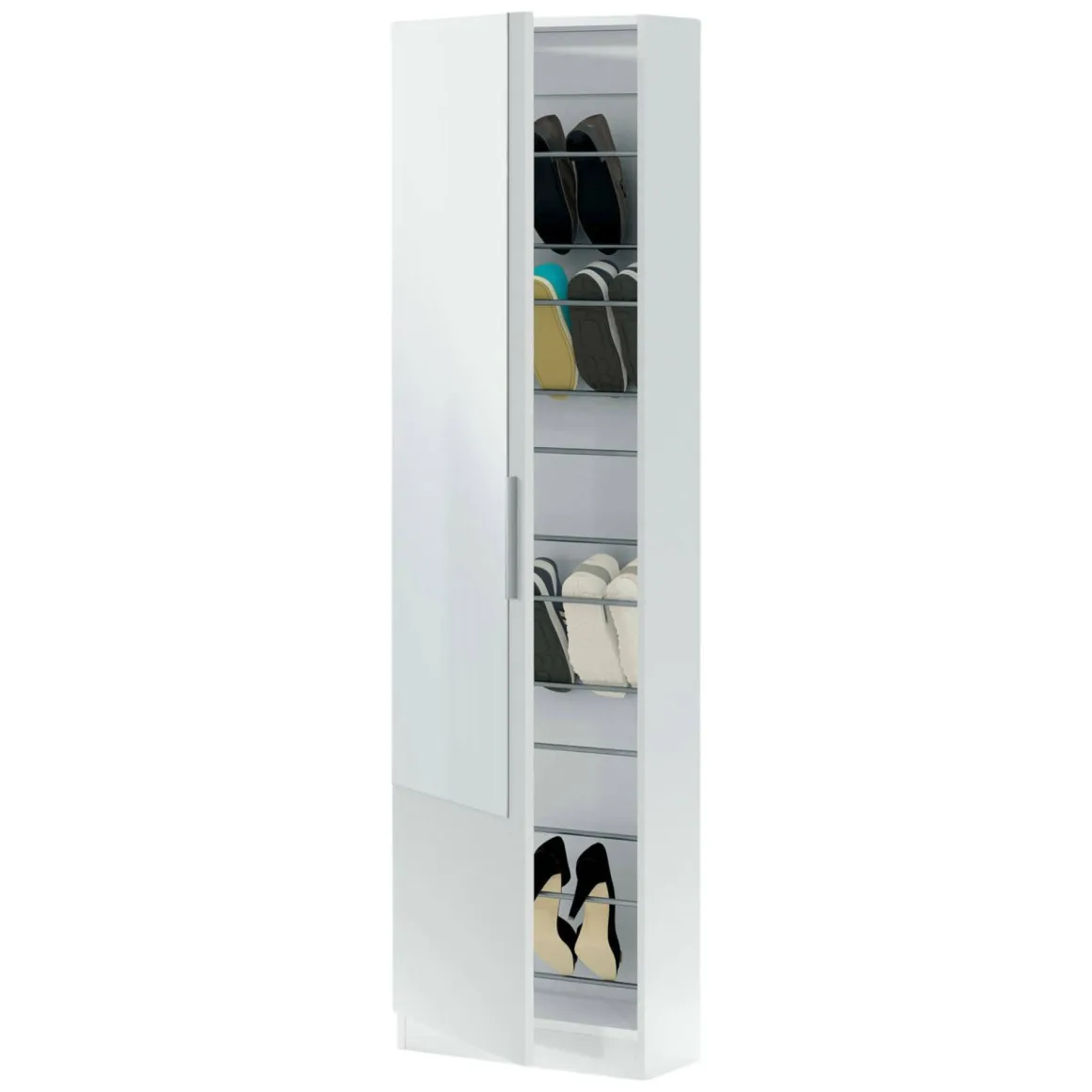 Scarpiera 16 paia bianca 50x180h cm 1 anta specchio - Euro