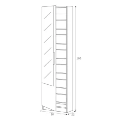 Scarpiera 16 paia bianca 50x180h cm 1 anta specchio - Euro