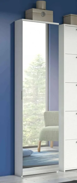 Bagno|Scarpiere > Dmora Scarpiera 10 paia bianca 50x178h cm con specchio - Amonature Bianco