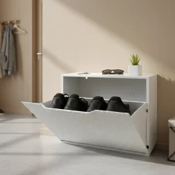 Bagno|Scarpiere > Dmora Scarpiera 6 paia bianca 51x40h cm in plastica - Aseo Bianco