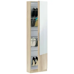 Bagno|Scarpiere > Dmora Scarpiera 16 paia rovere 50x180h cm con specchio - Euro Marrone Rovere