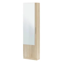 Bagno|Scarpiere > Dmora Scarpiera 16 paia rovere 50x180h cm con specchio - Euro Marrone Rovere