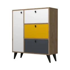 Scarpiere > Dmora Scarpiera quercia e bianca 90x105h cm - Tsuga Bianco, Marrone Quercia