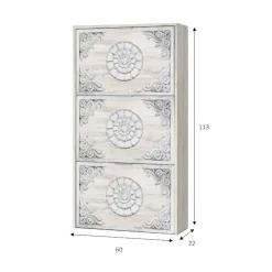 Scarpiera rustica 3 ante bianca 60x113h cm in legno - Asca