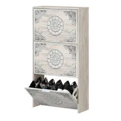Scarpiera rustica 3 ante bianca 60x113h cm in legno - Asca