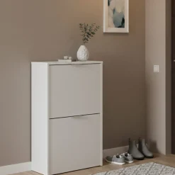 Bagno|Scarpiere > Dmora Scarpiera salvaspazio 2 ante bianca 50x75h cm - Arafat Bianco