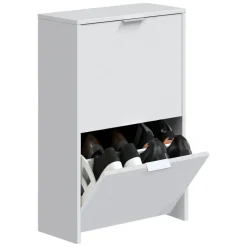 Bagno|Scarpiere > Dmora Scarpiera salvaspazio 2 ante bianca 50x75h cm - Arafat Bianco
