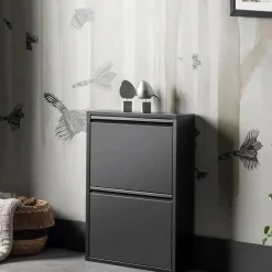 Scarpiera salvaspazio minimal nera 50x71h cm in metallo - Igina