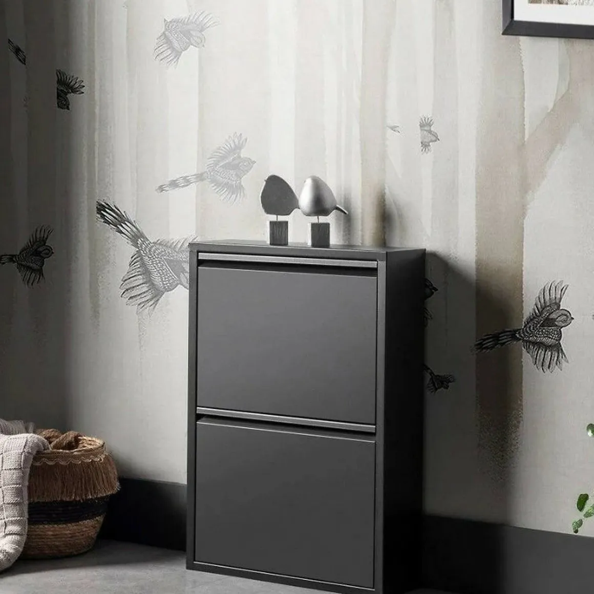 Scarpiera salvaspazio minimal nera 50x71h cm in metallo - Igina