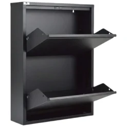 Scarpiera salvaspazio minimal nera 50x71h cm in metallo - Igina