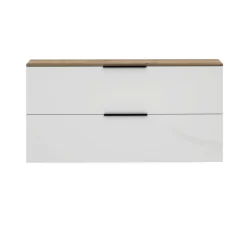 Scarpiere > Dmora Scarpiera sospesa 2 ante bianca lucida e rovere 160x80h cm - Achiko Marrone Rovere, Bianco Lucido
