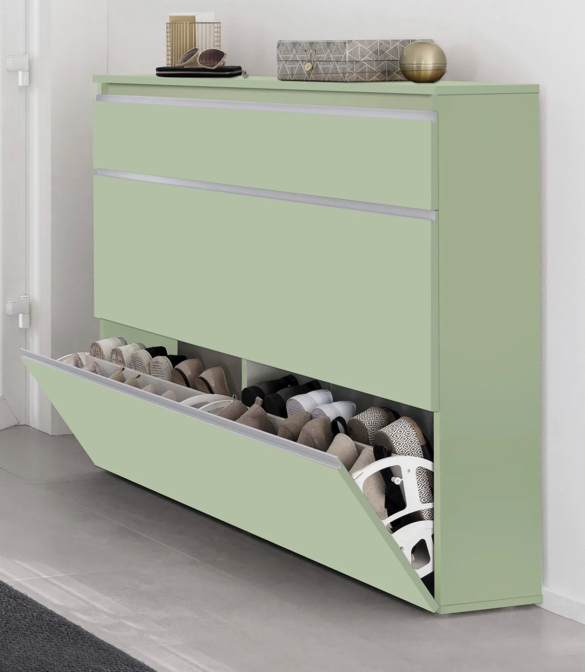 Scarpiera Verde 9 Ripiani 16 Paia 120x26.5x108h cm, 9 Vani - Marconi