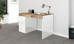 Scrivania Alpaca, cm 100x60h75, Bianco lucido e Acero