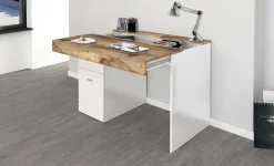 Scrivania Alpaca, cm 100x60h75, Bianco lucido e Acero