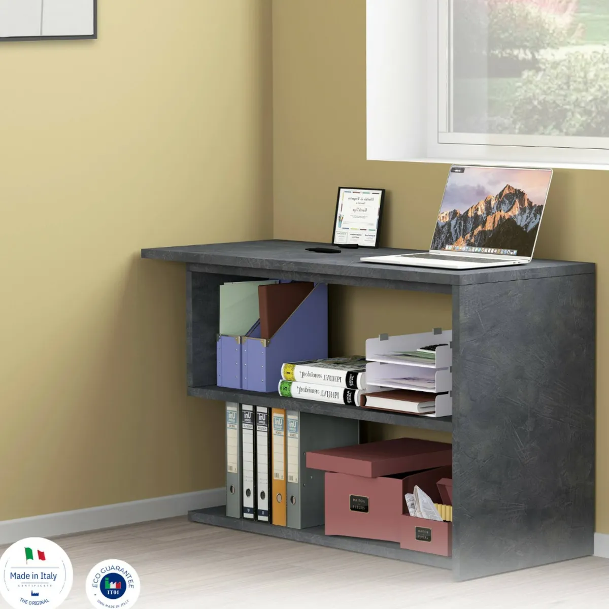 Ufficio|Camera Da Letto > Dmora Scrivania angolare antracite 120x50cm - Topazio Nero Antracite