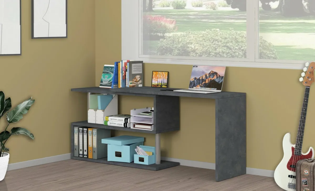 Ufficio|Camera Da Letto > Dmora Scrivania angolare antracite 120x50cm - Topazio Nero Antracite