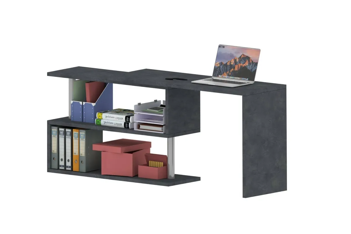 Ufficio|Camera Da Letto > Dmora Scrivania angolare antracite 120x50cm - Topazio Nero Antracite