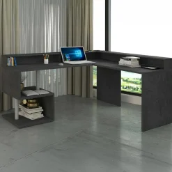 Scrivania angolare ardesia 180x93cm con porta pc - Auletta