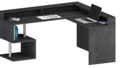 Ufficio|Camera Da Letto > Dmora Scrivania angolare ardesia 180x93cm con supporto computer - Adelma Grigio Ardesia