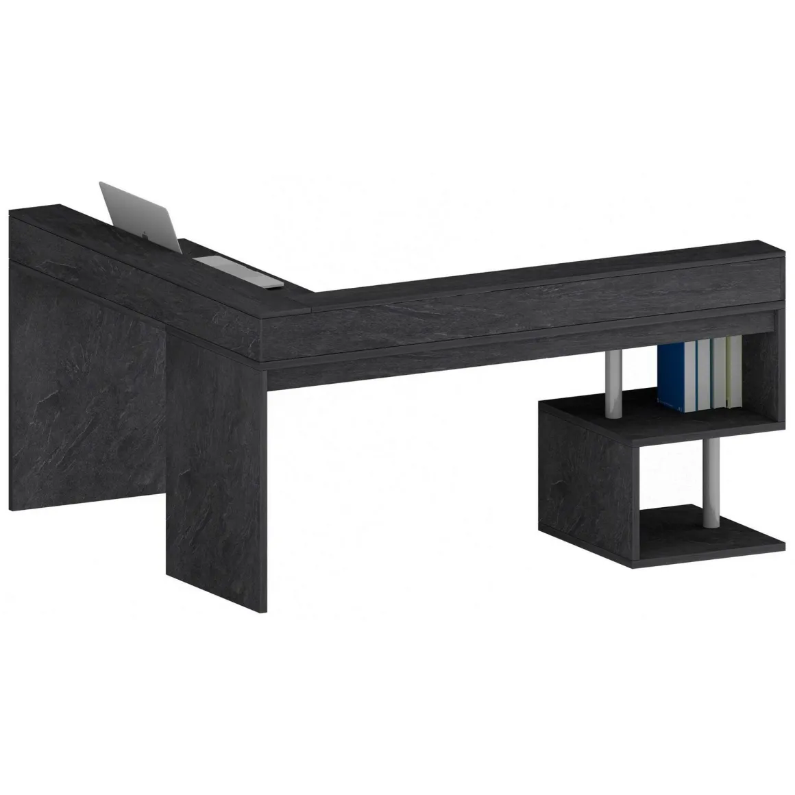 Ufficio|Camera Da Letto > Dmora Scrivania angolare ardesia 180x93cm con supporto computer - Adelma Grigio Ardesia