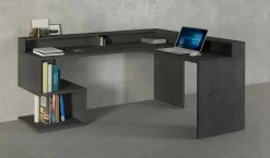 Ufficio|Camera Da Letto > Dmora Scrivania angolare ardesia 180x93cm con supporto computer - Adelma Grigio Ardesia