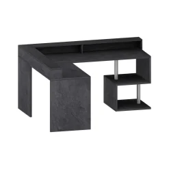 Ufficio|Camera Da Letto > Dmora Scrivania angolare ardesia 180x93cm con supporto computer - Adelma Grigio Ardesia