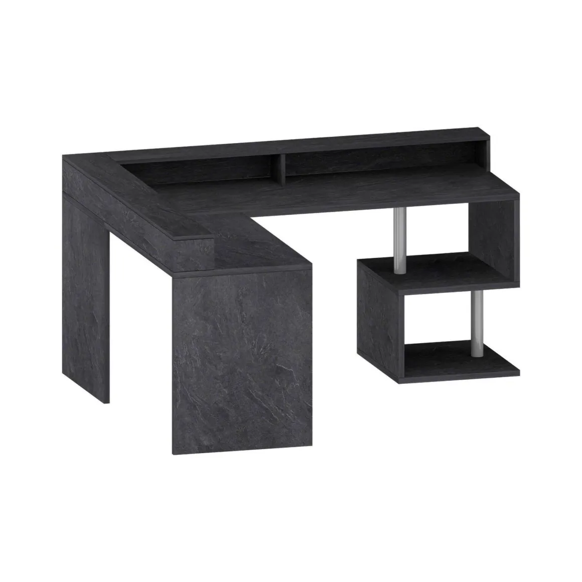 Ufficio|Camera Da Letto > Dmora Scrivania angolare ardesia 180x93cm con supporto computer - Adelma Grigio Ardesia