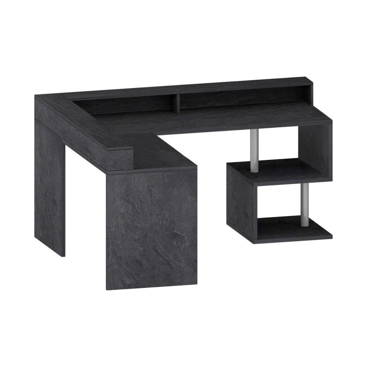 Ufficio|Camera Da Letto > Dmora Scrivania angolare ardesia 180x93cm con supporto computer - Adelma Grigio Ardesia