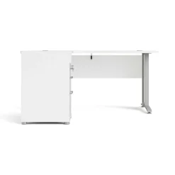 Scrivanie > Dmora Scrivania angolare bianca e grigia 159x150cm in legno - Estongch Grigio, Bianco