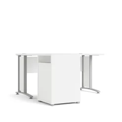 Scrivanie > Dmora Scrivania angolare bianca e grigia 159x150cm in legno - Estongch Grigio, Bianco