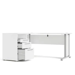 Scrivanie > Dmora Scrivania angolare bianca e grigia 159x150cm in legno - Estongch Grigio, Bianco