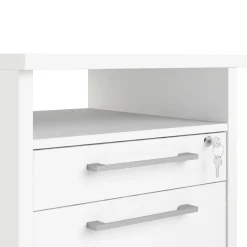 Scrivanie > Dmora Scrivania angolare bianca e grigia 159x150cm in legno - Estongch Grigio, Bianco