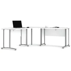 Scrivania angolare bianca e grigia 200x200cm - Heling