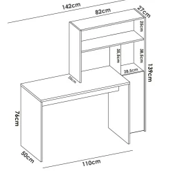 Ufficio|Camera Da Letto > Dmora Scrivania angolare bianca e rovere nodi 110x81cm con libreria - Aiden Marrone, Bianco Rovere Nodi